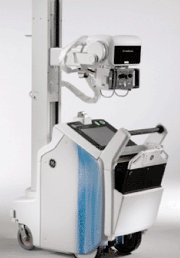 Image: The GE Optima XR220 AMX digital mobile X-ray system. Enhancements over its earlier version include sophisticated digital imaging, more power in a compact design, no boot-up required, and automatic charging (Photo courtesy of GE Healthcare). Image: The GE Optima XR220 AMX digital mobile X-ray system. Enhancements over its earlier version include sophisticated digital imaging, more power in a compact design, no boot-up required, and automatic charging (Photo courtesy of GE Healthcare).